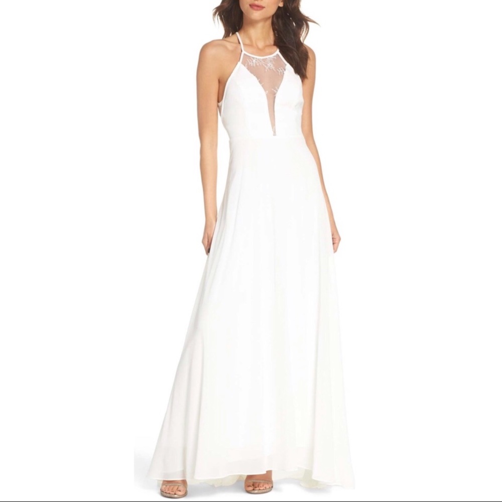 NWT Lulu’s Adella White Lace Maxi Dress